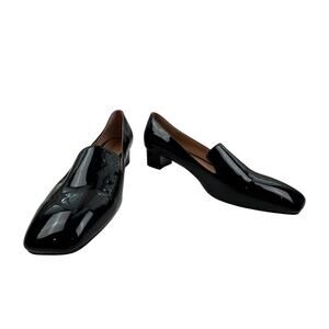 WAYDERNS Black Classy Patent Square Toe Slip On Low Heel Pumps Women's Size 10.5